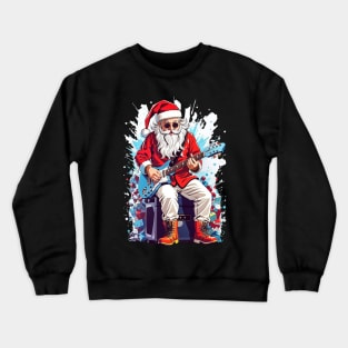 Santa Claus Playing Guitar Crewneck Sweatshirt